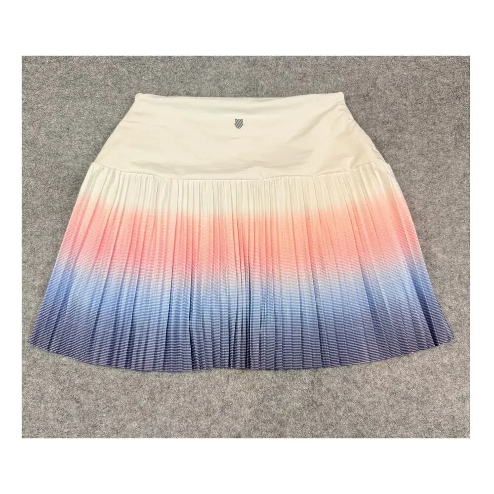 K-Swiss NWT 2pc Tennis Outfit Set Small Pleated Top Skort Pink Blue Ombre
